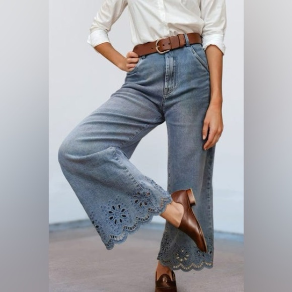 New with tags! “Little Daisy” Cropped Denim Pants size 6 - Picture 2 of 5